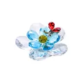 Exquisite crystal flower figurine with blue petals and a red ladybug, variant color style - Lake Blue Flower Bee