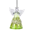 Ange de Noël en verre vert artisanal avec embellissements en perles et perles - Ange Vert avec Perles / 62x78mm / Vert