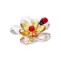 Sparkling crystal flower figurine with red ladybug for home and garden decoration - Golden Flower Ladybug