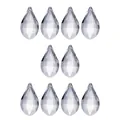 Detailed close-up of ten clear teardrop faceted crystal glass pendants for DIY lamp decor - 38mm Lute Shape
