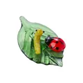 Hand-blown glass ladybug and caterpillar on a green leaf home garden figurine decor - Leaf with Ladybug Caterpillar
