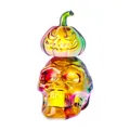 Bunte Halloween Glas-Kürbis-Totenkopf-Figur für eine stilvolle Tischdekoration - Skelett Kürbis (Mehrfarbig) / 59*74*108mm / Mehrfarbig