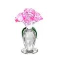 Exquisites Kristall-Rosenbouquet in einer facettierten Glasvase für edle Wohnungsdekoration - 6 Rosen - Rosa