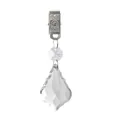 Fermaglio per tovaglia in argento con ciondolo in cristallo per l'arredamento della tavola - Ciondolo Foglia di Acero da 50mm / Lunghezza Totale Circa 10