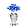 Elegantes blaues Kristallrosen-Ornament mit sechs Blumen in einer klaren Glasvase - 6 Rosen - Blau