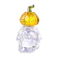 Schillerndes Halloween-Skelett aus Glas mit gelbem Kürbis-Ornament - Skelett Kürbis (AB Irisierend Gelb) / 59*74*108mm / Irisierendes Gelb