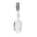 Elegante ciondolo per tovaglia in cristallo ovale con clip in metallo argento - Ciondolo Stile Orecchino da 50mm / Lunghezza Totale Circa 10