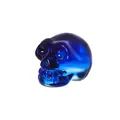 Dekorative durchsichtige blaue Glasschädel-Figur für luxuriöse Schreibtischdeko - Kleiner Totenkopf (Mittelblau) / Mittelblau