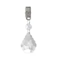 Peso per tovaglia decorativo in cristallo trasparente con clip in metallo argento - Ciondolo Giglio da 50mm / Lunghezza Totale Circa 10