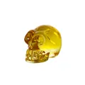 Gelbe transparente Glas-Schädel-Figur für edle Halloween-Tischdekoration zuhause - Kleiner Totenkopf (Goldgelb) / Gold