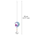 Detail of iridescent moon cat suncatcher with faceted crystal ball, 13.77 inches long - Iridescent Moon / Lighting Ball