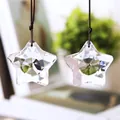 Klarer facettierter sternförmiger Kristallanhänger für die Zugkette von Deckenventilatoren - Braune Kordel Pentagramm / 45mm Pentagramm mit 40CM brauner Kordel (40g) / Transparent