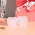 Detailansicht von zwei transparenten Kristallgläsern mit Rautenmuster für Kerzen - Nr. 6 Kugel Gitter Kerzenhalter (Transparent)
