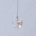 Detailed view of iridescent heart crystal pendant with durable silver bead chain - 45MM Heart Shape / 50CM Bead Chain / Multicolor