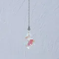 Close-up of a faceted teardrop crystal pendant with iridescent AB coating on a ball chain. - 50mm Double-sided Maple Leaf / 50CM Bead Chain / Multicolor