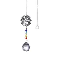 Snowflake crystal suncatcher with rainbow chakra beads and faceted clear glass ball - 30mm Ball Snowflake Pendant / Clear
