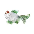 Exquisite handgefertigte Goldfischfigur aus grünem und klarem Glas für die Dekoration - Grasgrüner Karpfen / 93x24.5x48.5mm
