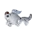 Statuina di pesce rosso in vetro trasparente con dettaglio corona marrone miniatura - Carpa Grigio Fumo