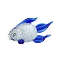 Statuetta di pesce in vetro soffiato blu e bianco per una decorazione domestica - Pesce Rosso Piccolo Blu Medio
