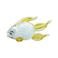 Statuetta a forma di pesce in vetro ambrato e trasparente con grandi occhi vivaci - Pesce Rosso Piccolo Giallo Oro