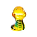 Handgemaakte geel-groene glazen slang figuur, Chinees dierenriem decoratief beeldje - Slang (Snake) / 34*42*56mm (76g) / Veelkleurig