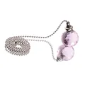Detailed macro view of faceted pink crystal balls on a silver metal ball chain pull - Faceted Ball Pull Chain / 30mm / Pink