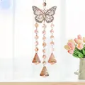 Champagne gold butterfly crystal suncatcher with prismatic prisms for window decoration - Butterfly Charm (Gold) / 80mm Body / 30mm Ball