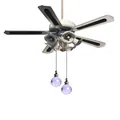 Close-up of purple crystal ball pendants attached to beaded chains on a ceiling fan. - Faceted Ball Pull Chain / 30mm / Purple