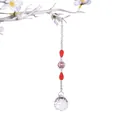 Decorative faceted crystal ball suncatcher hanging ornament with red beads for home decor - 30mm Lighting Ball Pendant (Red)