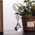 Close-up view of heart-shaped metal pendant with butterfly and faceted crystal beads - Scallop Heart Pendant (50mm)