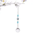 Elegant clear crystal suncatcher pendant featuring blue teardrop beads and faceted ball - 30mm Lighting Ball Pendant (Lake Blue)