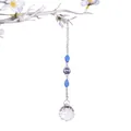 Elegant faceted crystal suncatcher hanging ornament with blue teardrop beads decoration - 30mm Lighting Ball Pendant (Medium Blue)