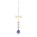 Eleganter Libellen-Sonnenfänger mit violettem Kristallanhänger und goldener Kette - Libelle