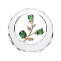 Vista detallada de capullos de rosa de cristal verde en un marco circular facetado - Verde Hierba