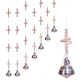 Vista detallada de cortinas de cuentas de cristal champán para elegantes separadores de sala - Cortina de Cuentas Bola de Diamante 50mm - Champagne