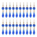 Molteplici ciondoli in cristallo blu con maglie in metallo dorato per arredo DIY - Chiusura a Fiocco Oro / 20 Pezzi/Confezione (37mm) / Blu medio
