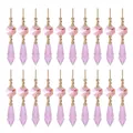 Pendenti in cristallo rosa a goccia con raccordi dorati per decorazioni lampade fai-da-te casa - Chiusura a Fiocco Oro / 20 Pezzi/Confezione (37mm) / Rosa