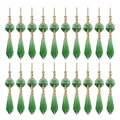 Ciondoli in cristallo verde con finiture dorate per progetti di illuminazione fai-da-te - Chiusura a Fiocco Oro / 20 Pezzi/Confezione (37mm) / Verde erba