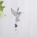 Acchiappasole in cristallo con colibrì e perline colorate con sfera sfaccettata - Stile Colibrì Perline Ottagonali / Colorato