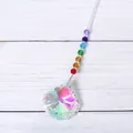 Macro view of rainbow beaded suncatcher with faceted AB coating crystal pendant detail - Scallop Style