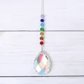 Close-up detail of a rainbow crystal suncatcher pendant with colorful faceted AB beads - Grid Style