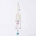 Elegant leaf crystal suncatcher with purple stones and AB prisms for garden decoration - Monstera Leaf Style