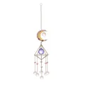 Acchiappasole luna in cristallo decorativo con pietre viola e cornice dorata - Ciondolo Luna Piccola Cornice Dorata