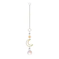 Macro detail of a celestial crystal suncatcher featuring a gold moon, sun, and purple stones - Gravel Pendant Style 1 (LSGJ090-1)