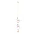 Detail view of decorative crystal suncatcher with purple stones and golden metal rings - Gravel Pendant Style 4 (LSGJ090-4)