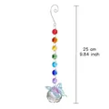 Colorful rainbow octagonal beads crystal ball pendant with hollow butterfly decor, 9.84 inch - Hollow Butterfly Style