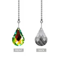 Colgante de cristal facetado multicolor con cadena de bolas, vistas frontal y trasera - Forma de Calabaza (50mm) / Multicolor