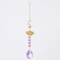 Detail view of the AB color crystal suncatcher featuring golden moon and ginkgo leaf - Floral Set 5