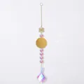 Detail view of an iridescent crystal prism suncatcher with elegant gold floral elements - Floral Set 4