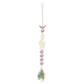 Detail view of iridescent crystal suncatcher with gold moon and music note charms - Floral Set 3